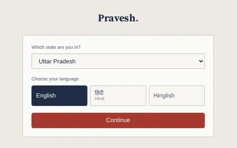 Pravesh exam-prep app screen
